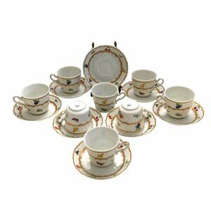 Vintage HEINRICH Germany Espresso Demitasse Cup Saucer Set 8 Fruit Gold Trim